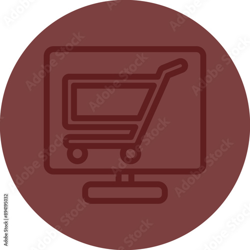 Online Store Vector Line Maroon Circle Maroon