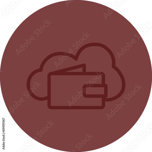 Ewallet Vector Line Maroon Circle Maroon