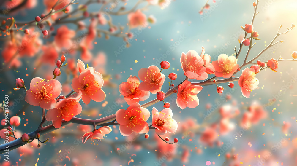 Peach Blossom Branch Illustration Peach Blossom Branch Illustration