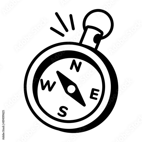 A hand drawn icon of direction compass 