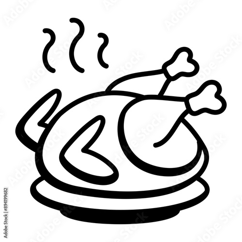A hand drawn icon of roasted chicken serving  