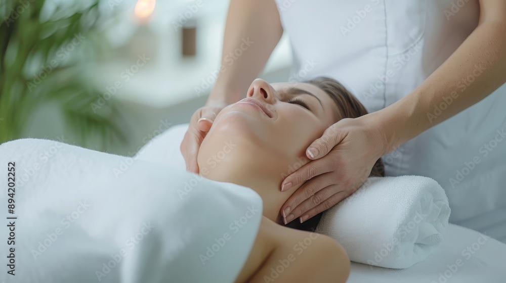 A woman receiving a relaxing shoulder and back massage. A woman receiving a relaxing shoulder and back massage.