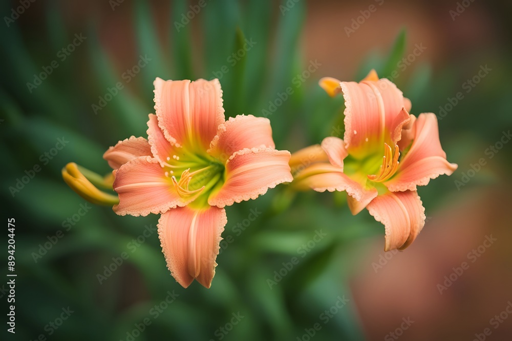 Fototapeta premium Daylily flower bokeh background, AI Generated