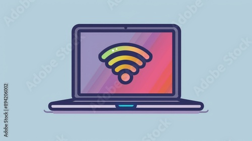 Modern Laptop Displaying Wi-Fi Signal Icon