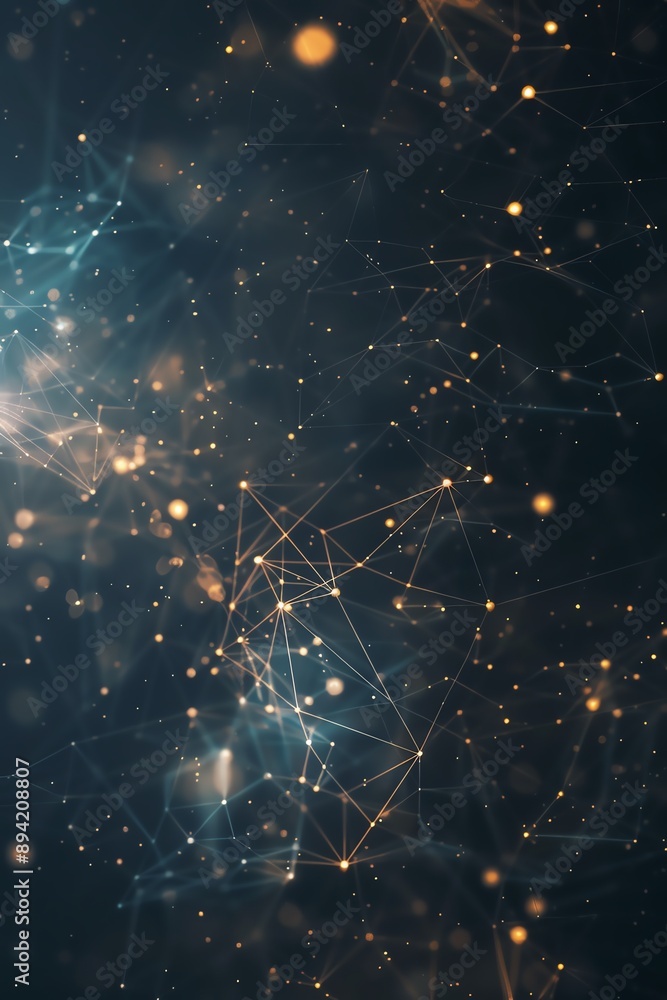 Fototapeta premium Abstract glowing network of lines and dots on a dark background