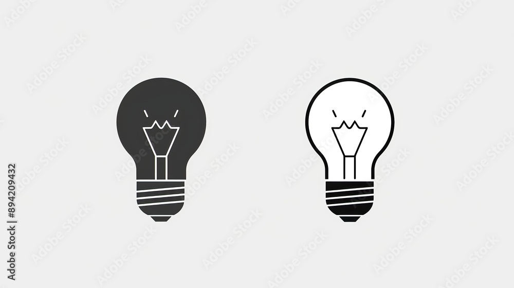 Black and White Light Bulb Icons: A Symbol of Innovation and Ideas Black and White Light Bulb Icons: A Symbol of Innovation and Ideas
