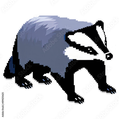 3D Pixel art of an Badger, isometric style, Pastel Color, isolated on white background, centered in frame