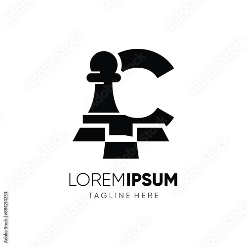 Letter C Pawn Chess Logo Design Vector Icon Graphic Emblem Symbol Illustration
