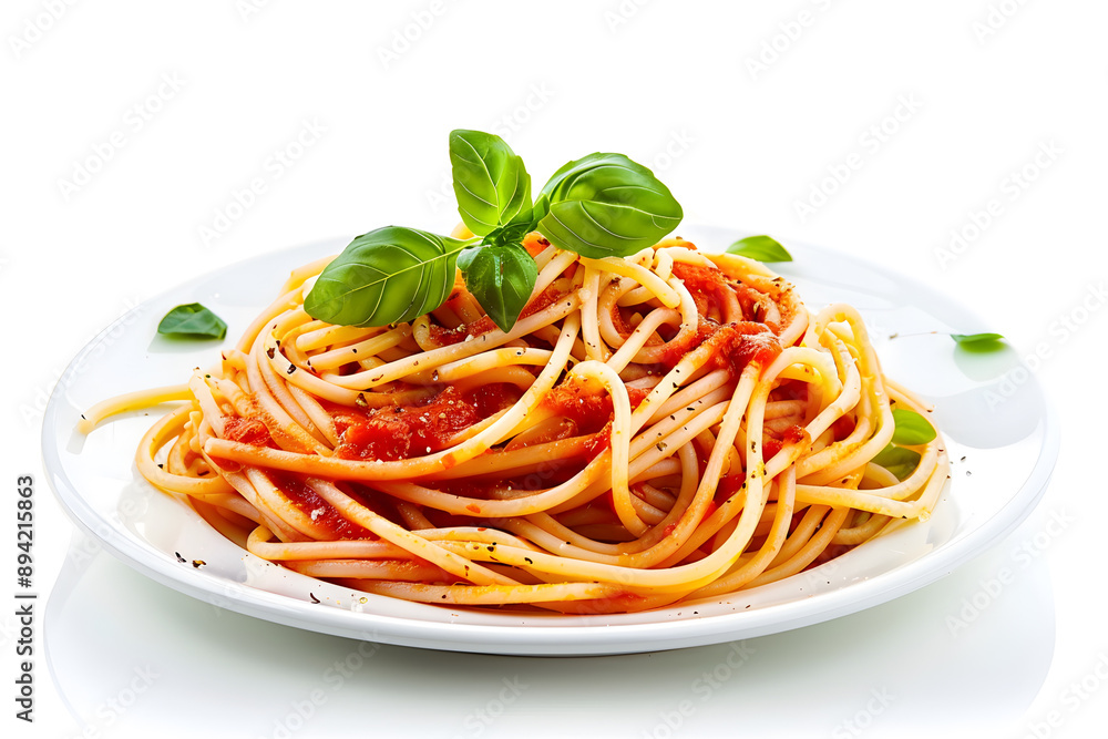 Delicious spaghetti on a plate with an isolated background Delicious spaghetti on a plate with an isolated background