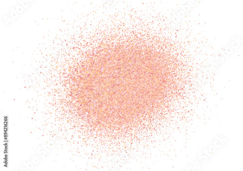 Salt or sugar crystal powder, flying dust particles. Pink dust grain texture isolated on white background. Crushed granules of sand or himalayan salt. Vector illustration of spilled powder.