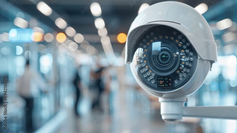 Cutting-edge security system in a high-tech facility with surveillance cameras, biometric scanners, and alarm systems. Cutting-edge security system in a high-tech facility with surveillance cameras, biometric scanners, and alarm systems.