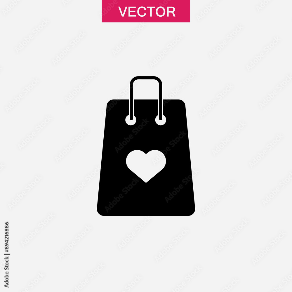 Shopping bag with heart simple illustration for web and app on white background..eps Shopping bag with heart simple illustration for web and app on white background..eps