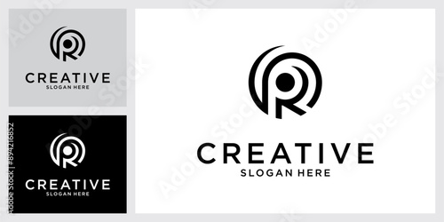PR or RP initial letter logo design vector