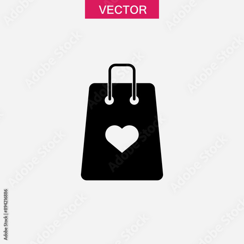 Shopping bag with heart simple illustration for web and app on white background..eps