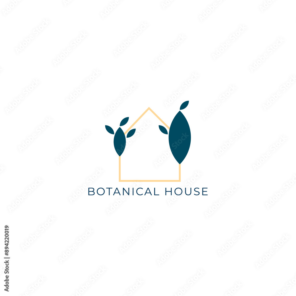 ILLUSTRATION BOTANICAL HOUSE, LEAF NATURE. ECO ELEMENT LOGO ICON GRADIENT COLOR DESIGN VECTOR FOR YOUR BRAND, BUSINESS ILLUSTRATION BOTANICAL HOUSE, LEAF NATURE. ECO ELEMENT LOGO ICON GRADIENT COLOR DESIGN VECTOR FOR YOUR BRAND, BUSINESS