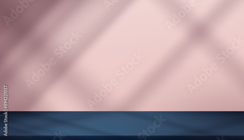 Blue and Pink Background,Studio Room with Abstract light,Shadow on Floor and Wall for Christmas,New Year Product Present.Vector Colour Gradient Backdrop platform 3d Podium Display,Minimal Interior