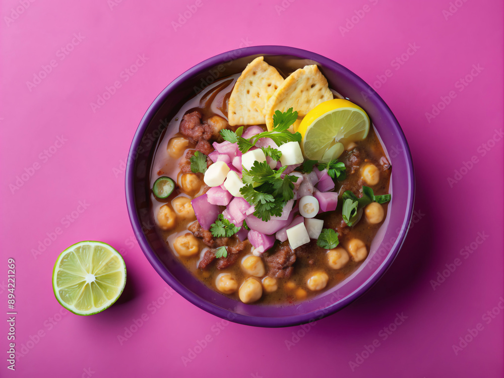 Traditional Pozole with Hominy, Pork, and Fresh Garnishes Traditional Pozole with Hominy, Pork, and Fresh Garnishes