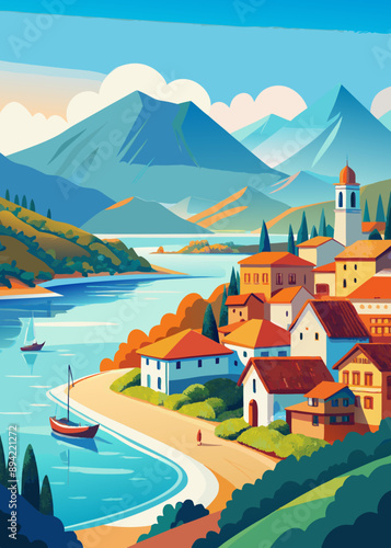 mountain village in the mountains castle in the mountains Zuiza paisajes  church, mountain, landscape, alps, europe, lake, austria, town, travel, nature, architecture, sky, building, water, tower, vil