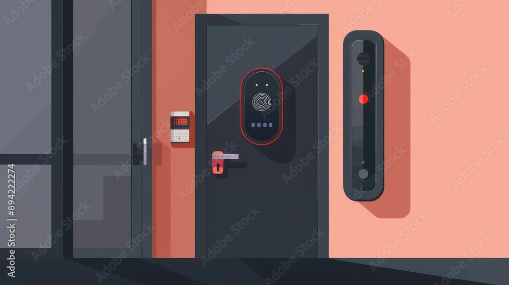 Modern Smart Security System on Residential Door Modern Smart Security System on Residential Door
