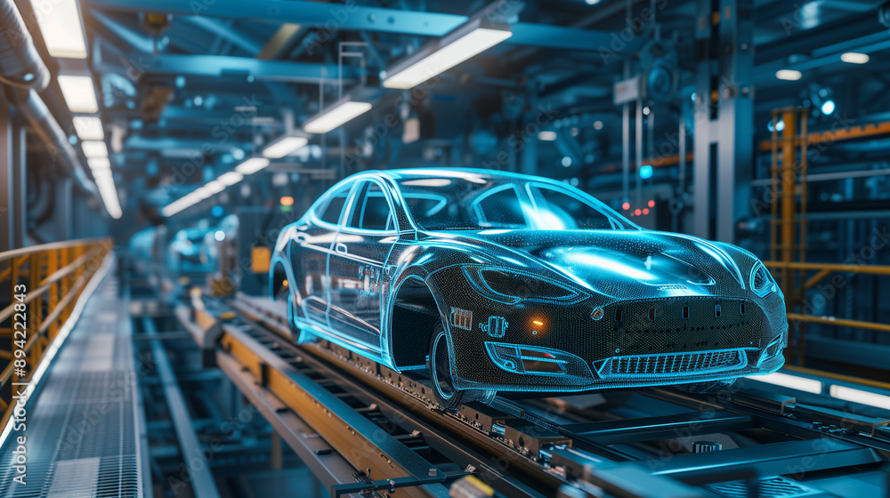 A robotic arm is seen working on a modern production line, with a blurred background. The futuristic and high-tech setting showcases the advanced technology powering industrial automation. A robotic arm is seen working on a modern production line, with a blurred background. The futuristic and high-tech setting showcases the advanced technology powering industrial automation.