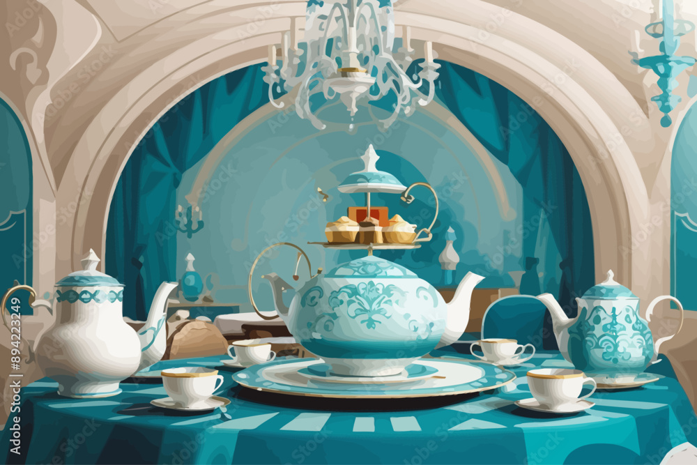 English afternoon tea set up style of mad tea English afternoon tea set up style of mad tea