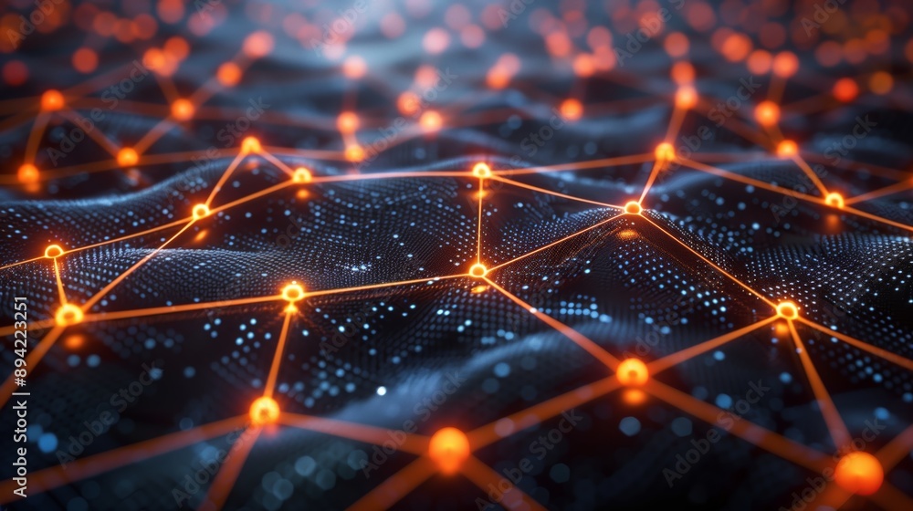 Glowing Geometric Digital Network Connections Glowing Geometric Digital Network Connections