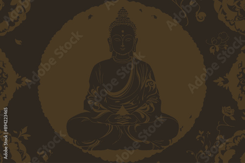 seamless pattern a Buddha meditation