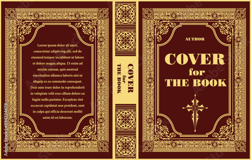 Ornate gold cover design for printing a book