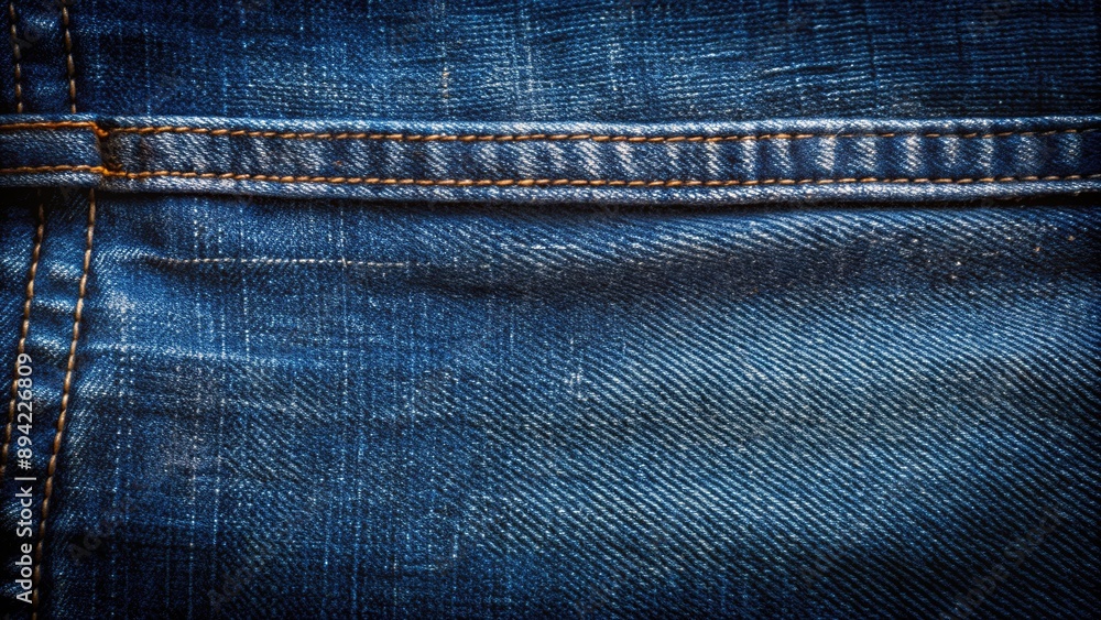 Rugged textured close up of dark indigo blue jeans providing ample empty space perfect for overlaying text or design elements in a vintage fashionable theme. Rugged textured close up of dark indigo blue jeans providing ample empty space perfect for overlaying text or design elements in a vintage fashionable theme.