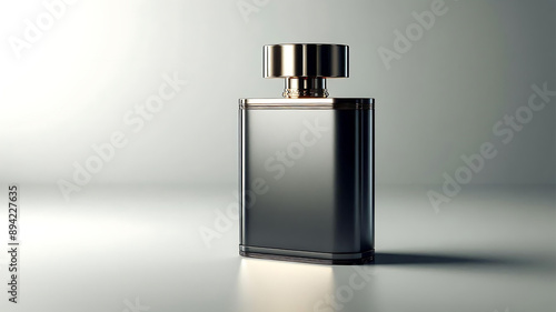 A beautifully created, realistic HD image of a modern perfume bottle.