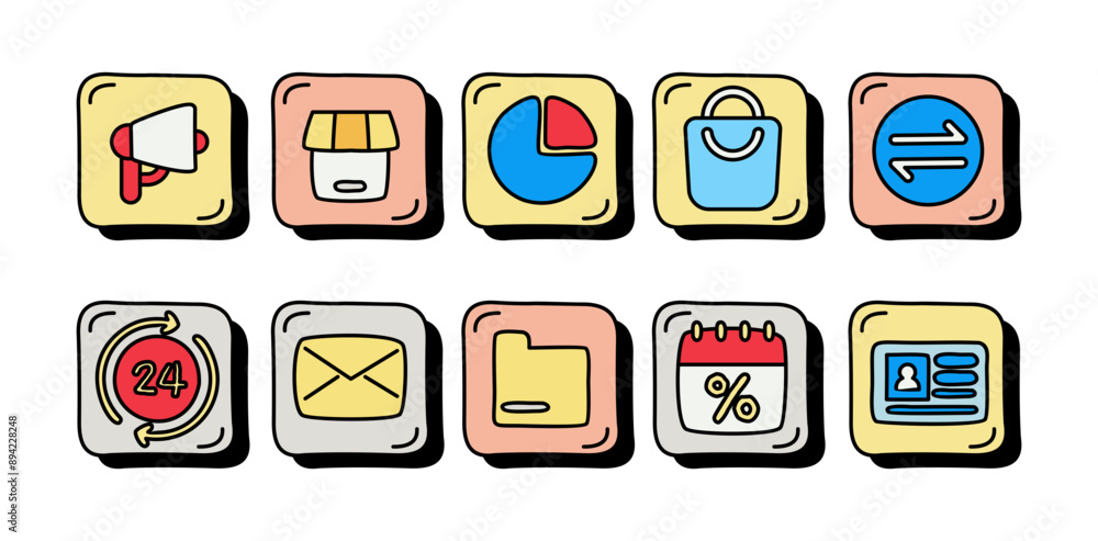 Hand drawn business button icon Hand drawn business button icon