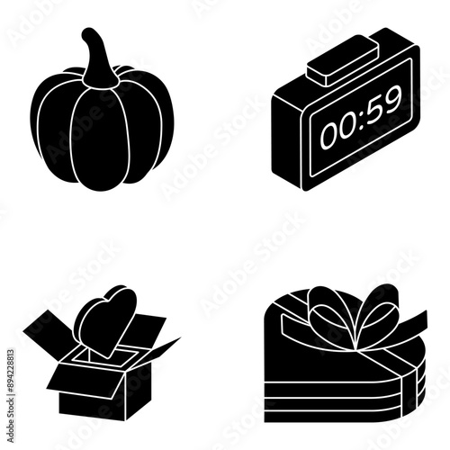 Pack of Holiday Accessories Solid Icon


