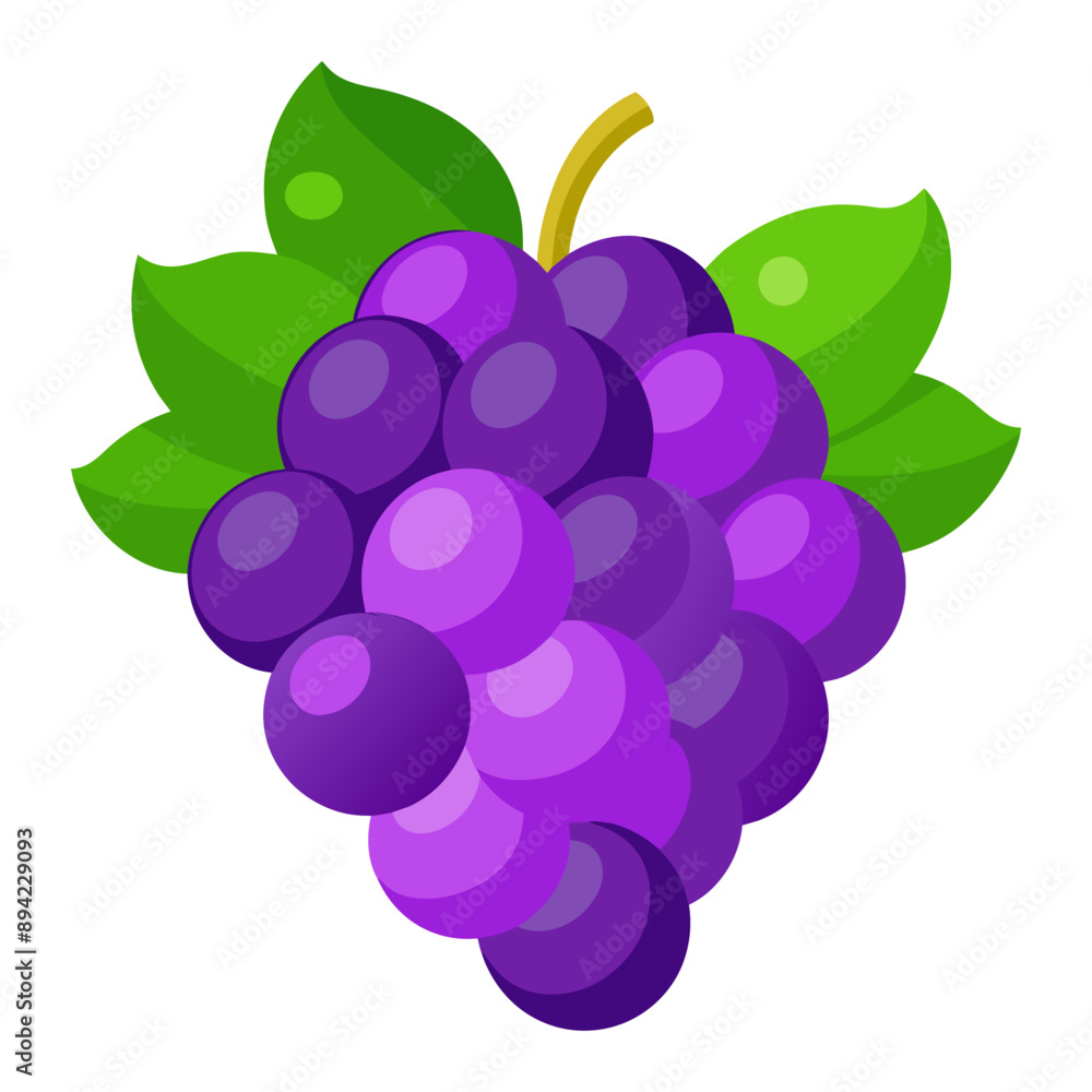 Illustration of a bunch of purple grapes with green leaves. Perfect for fruit and vineyard themes. Illustration of a bunch of purple grapes with green leaves. Perfect for fruit and vineyard themes.