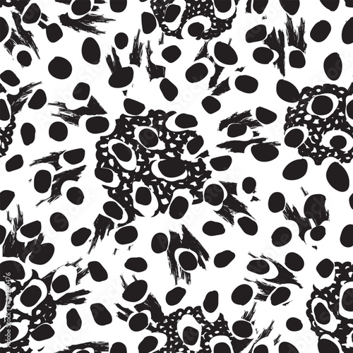 Monochrome Abstract Floral Seamless Pattern Design