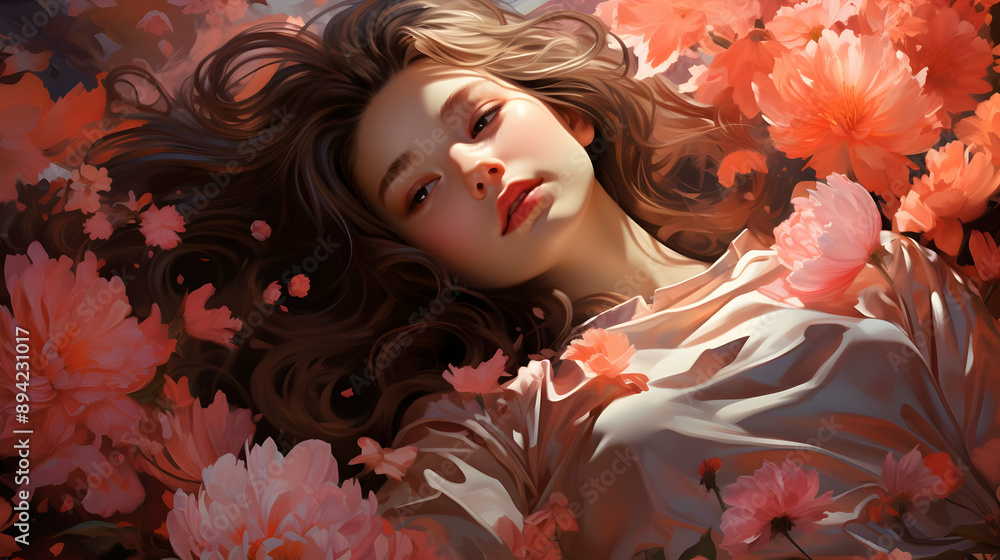 Woman in a Field of Pink Flowers Woman in a Field of Pink Flowers
