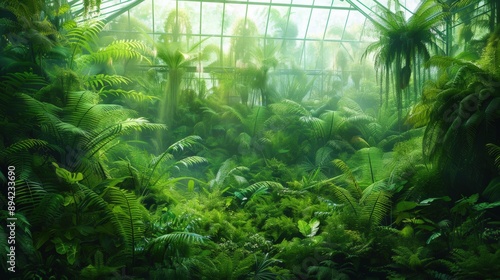 "Stunning High Angle View of a Futuristic Greenhouse in High Definition"