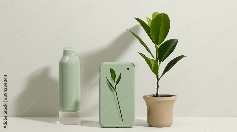 Eco-friendly packaging for biodegradable phone cases, featuring plant-based materials and minimalistic branding. , Minimalism, Eco-friendly packaging for biodegradable phone cases, featuring plant-based materials and minimalistic branding. , Minimalism,