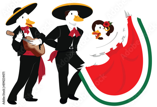 Duck wearing Mexican Baile Folklorico costume