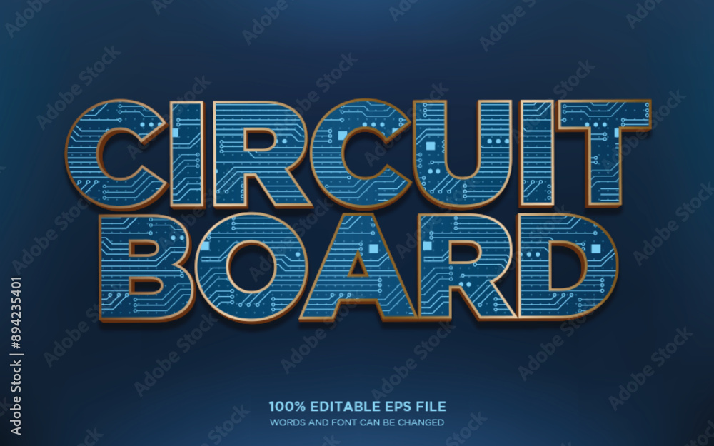 Naklejka premium Circuit Board 3D editable text style effect 