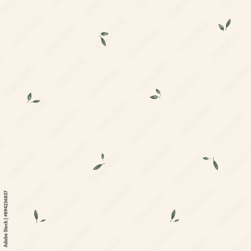 Simple minimalistic repeating seamless pattern of green leaves. Hand drawn illustration scandinavian leafs on isolated background. Simple minimalistic repeating seamless pattern of green leaves. Hand drawn illustration scandinavian leafs on isolated background.
