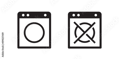Icons indicating items that can and cannot be dried in a dryer machine. Vector illustration