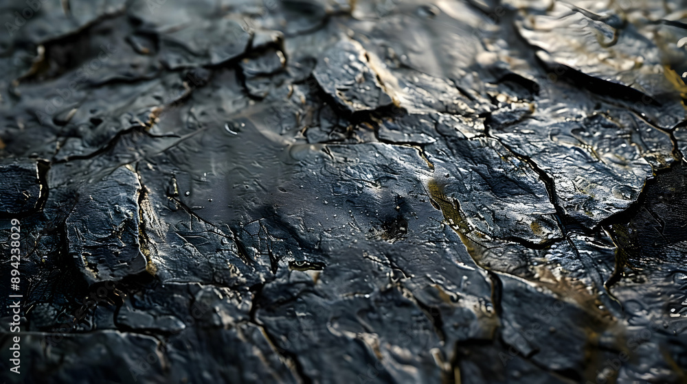 Close-up of Cracked Black Surface Close-up of Cracked Black Surface