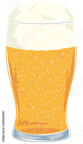 キンキンに冷えたビールのイラストアイコン／シュワシュワ付き