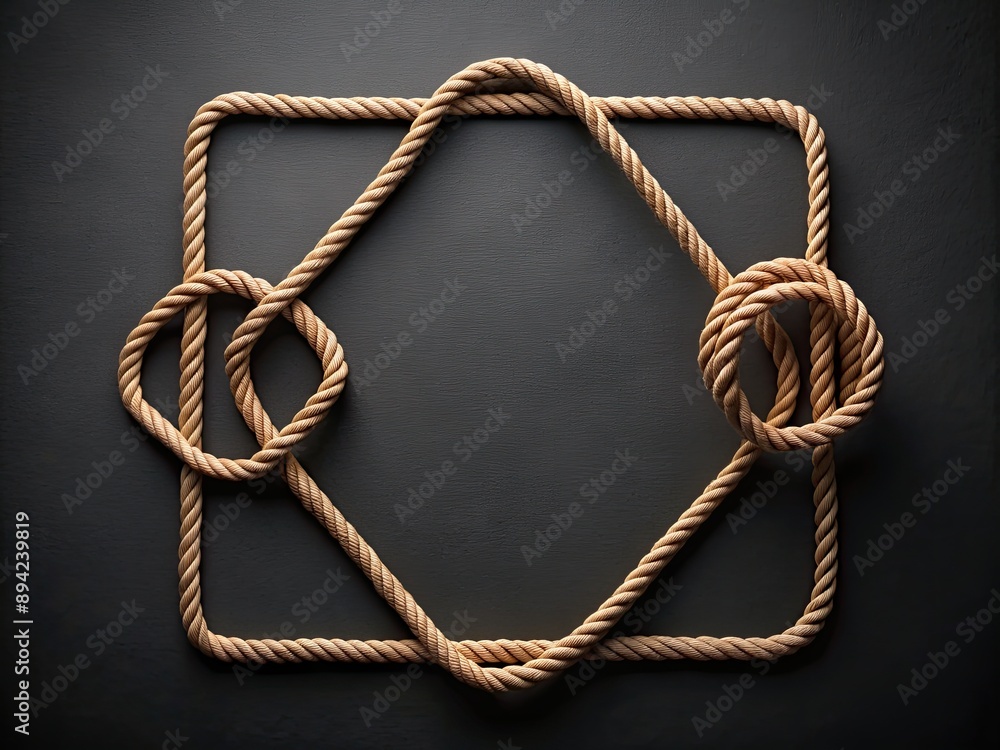 A minimalist composition featuring a rope with geometric lines and shapes on a black background, providing ample space for text or design elements. A minimalist composition featuring a rope with geometric lines and shapes on a black background, providing ample space for text or design elements.