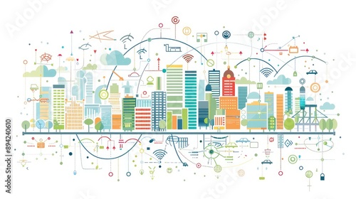 Modern Smart City with Digital Connectivity Elements