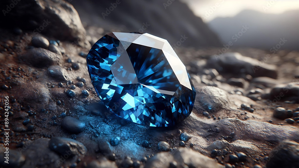 A realistic, beautifully created HD depiction of a sapphire in its natural habitat. A realistic, beautifully created HD depiction of a sapphire in its natural habitat.