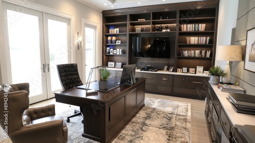 Wallpaper Mural Luxurious Modern Home Office Interior with Elegant Design and Functional Space Torontodigital.ca