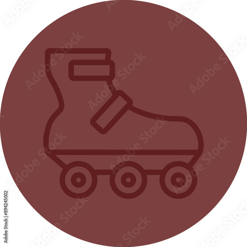 Roller skates Vector Line Maroon Circle Maroon