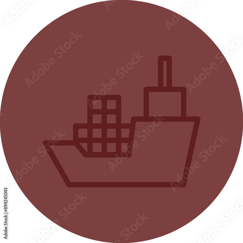 Cargo ship Vector Line Maroon Circle Maroon