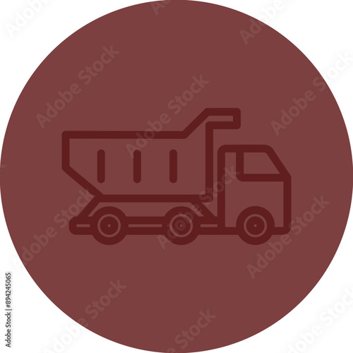 Dump truck Vector Line Maroon Circle Maroon